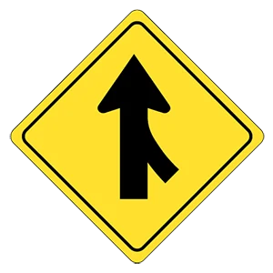 Road sign: Watch for traffic merging from the right.