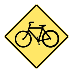 Road sign: Watch for bicycles.