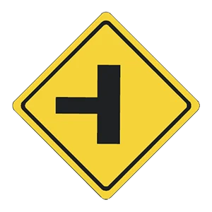 Road sign: Side road.