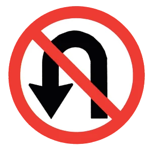 Road sign: No U-turn.