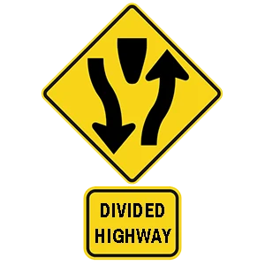 Road sign: Keep right.