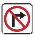Road sign: No right turn
