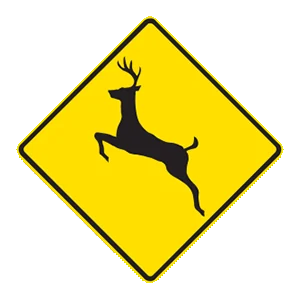 Road sign: Deer crossing.