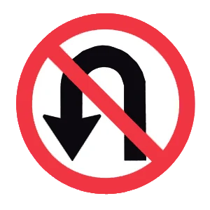 Road sign: No U-turn.