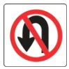 Road sign: No U-turn permitted.