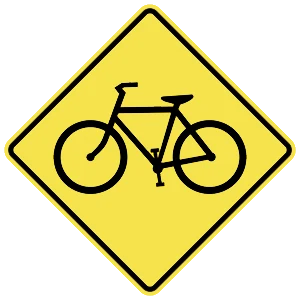 Road sign: Bicycle crossing.