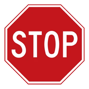 Road sign: Stop.