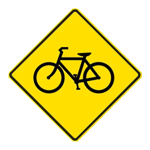 Road sign: Bicycle crossing.