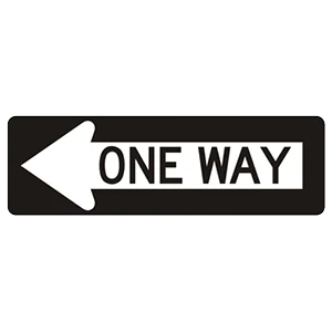 Road sign: Traffic flows only in the direction of the arrow.