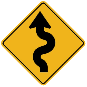 Road sign: There are a series of curves ahead.