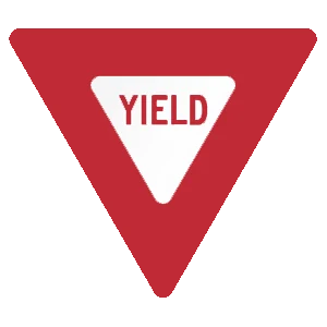 Road sign: Slow down, be prepared to stop, and, if necessary, yield the right-of-way.