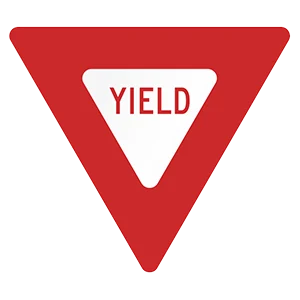 Road sign: Give the right-of-way to traffic on the road you wish to enter or cross.