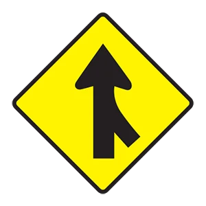 Road sign: Traffic is entering from another road and you should allow additional space for drivers to merge safely into the flow of traffic.
