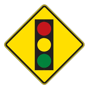 Road sign: Traffic signal.