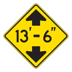 Road sign: Low clearance.
