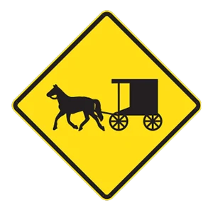 Road sign: Buggy warning.