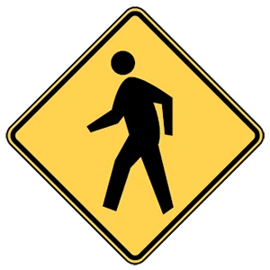 Road sign: Pedestrian crossing.