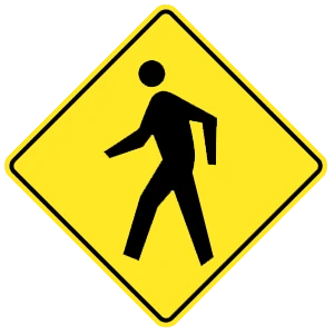 Road sign: Pedestrian crossing.