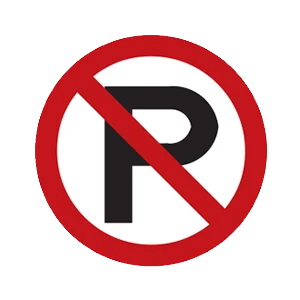 Road sign: No parking.