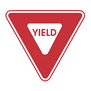 Road sign: Yield sign.