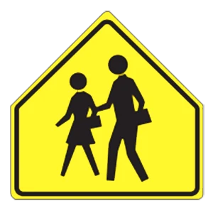 Road sign: School zone ahead