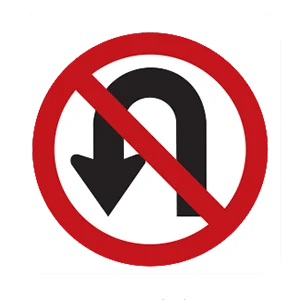 Road sign: No U-turn.