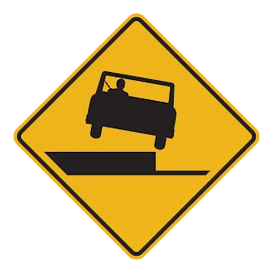 Road sign: Losing control of the vehicle if you drift onto the shoulder.