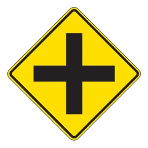 Road sign: Crossroad ahead.