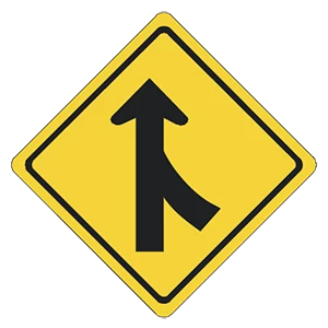 Road sign: Merge.