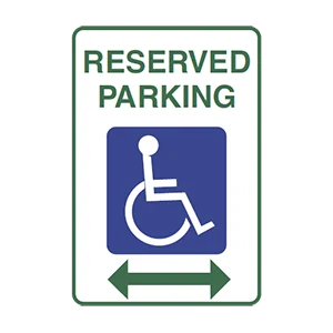 Road sign: Reserved parking for persons with disabilities.