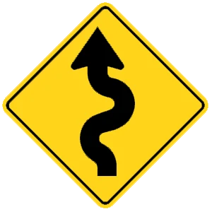Road sign: There is a series of curves ahead.