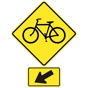 Road sign: Bicycle crossing.