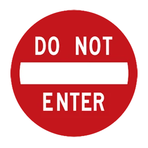 Road sign: Do not enter.