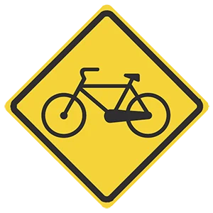 Road sign: Watch for bicycles.