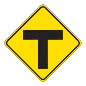 Road sign: T intersection.