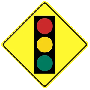 Road sign: Traffic signal ahead.