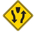 Road sign: Divided roadway ahead