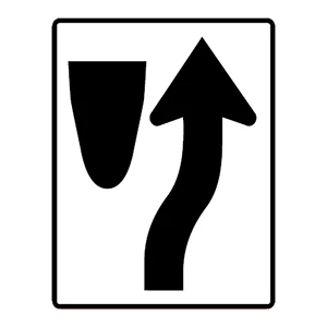 Road sign: Keep to the side indicated by the arrow.