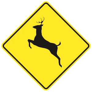 Road sign: Deer crossing.
