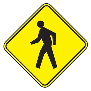 Road sign: Pedestrian crossing.