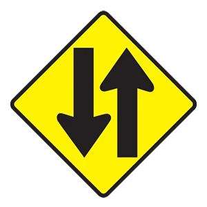 Road sign: There is two-way traffic.