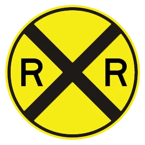 Road sign: Railroad crossing.