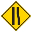 Road sign: Right lane ends