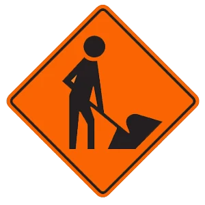 Road sign: An upcoming construction or maintenance area.