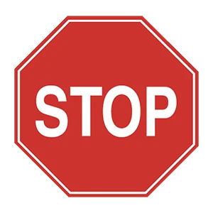 Road sign: Stop.