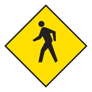 Road sign: Pedestrian crossing.