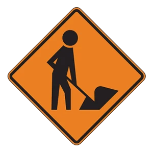 Road sign: Work crew ahead.