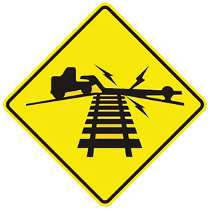 Road sign: Low ground railroad crossing.