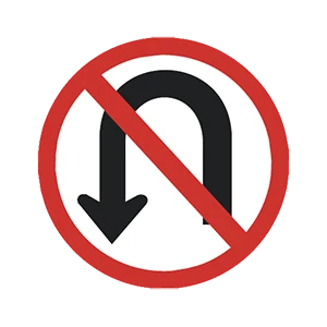 Road sign: No U-turn.