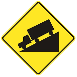 Road sign: Steep grade ahead.